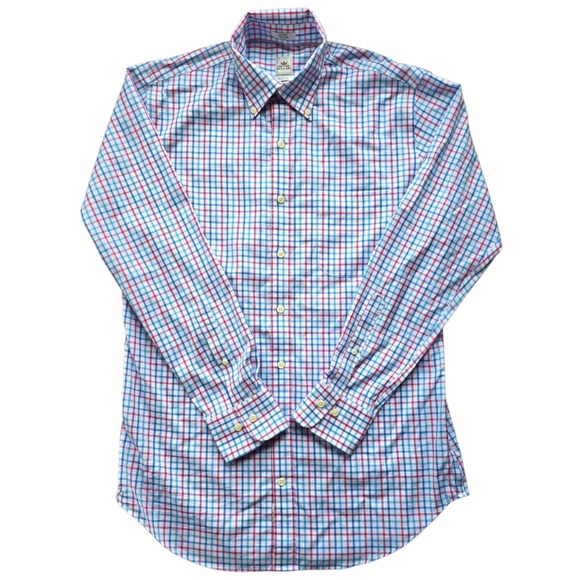 Peter Millar Button Shirt Mens Medium  Multi Gingham Check Light Plaid 1048‎ - Picture 1 of 6